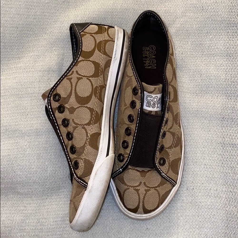 Coach slip on brown logo sneakers